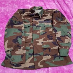 US Air Force Woodland Camouflage Field Jacket Medium Short Ripstop Combat Coat